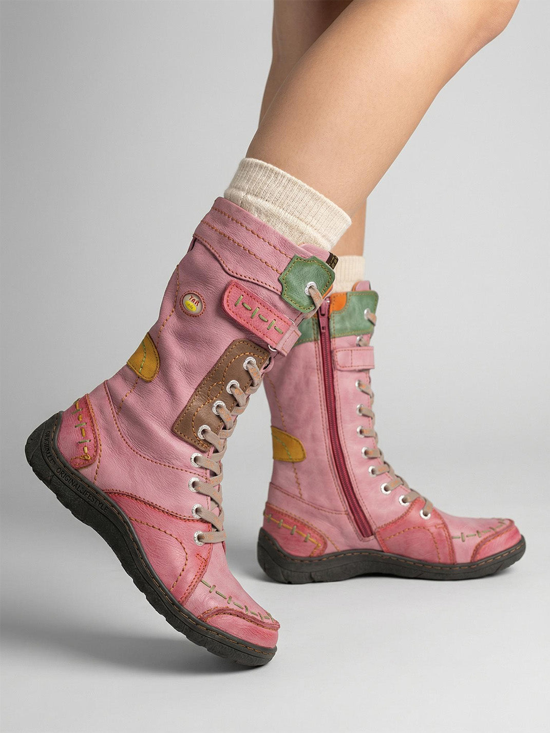 Washed PU Fleece-Lined Y2K Tall Boots - Skipkicks