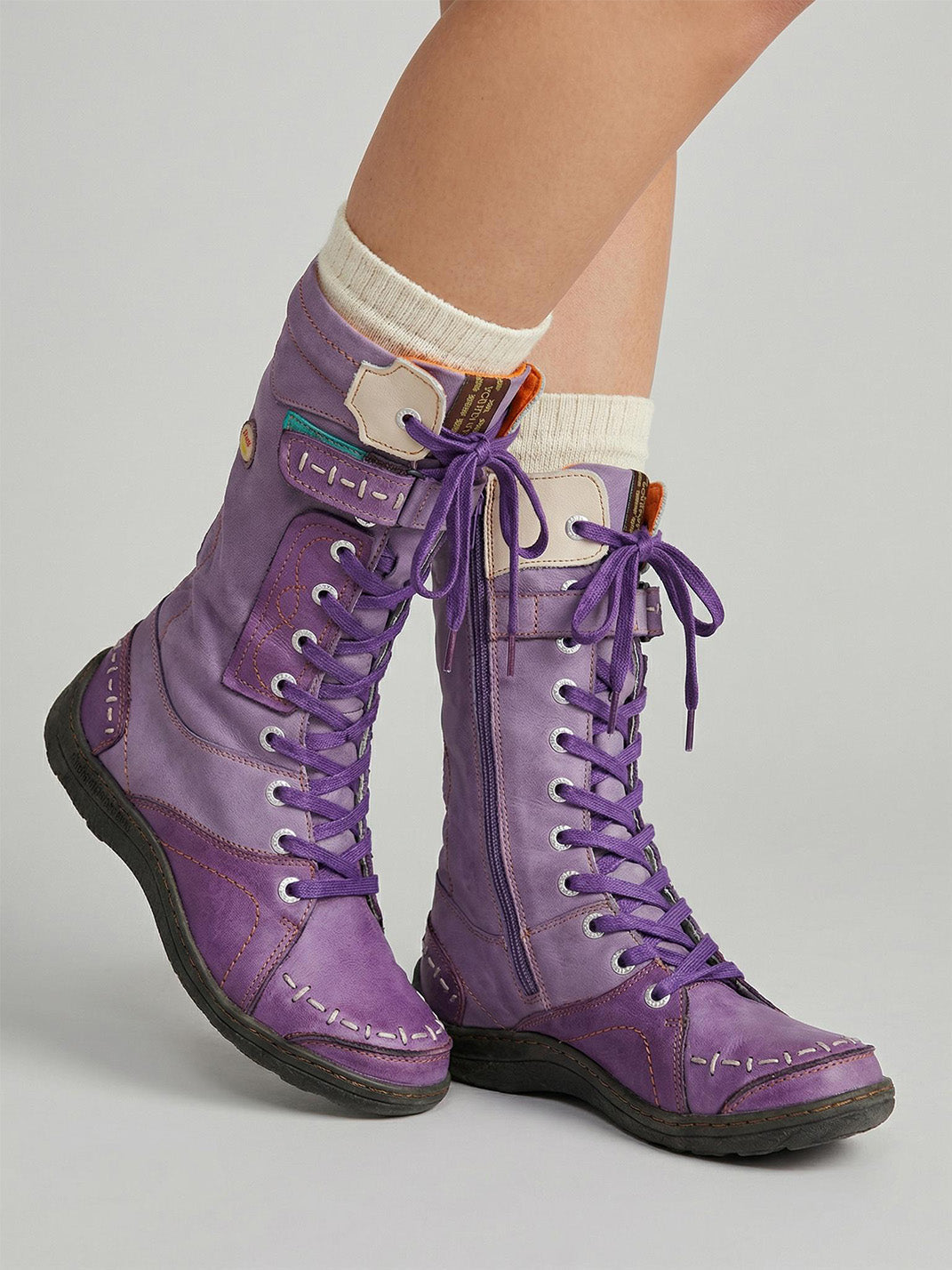 Washed PU Fleece-Lined Y2K Tall Boots - Skipkicks