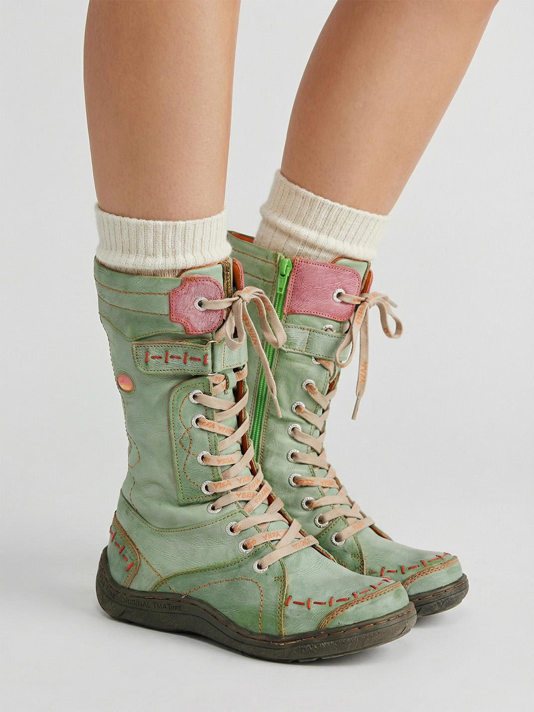 Washed PU Fleece-Lined Y2K Tall Boots - Skipkicks