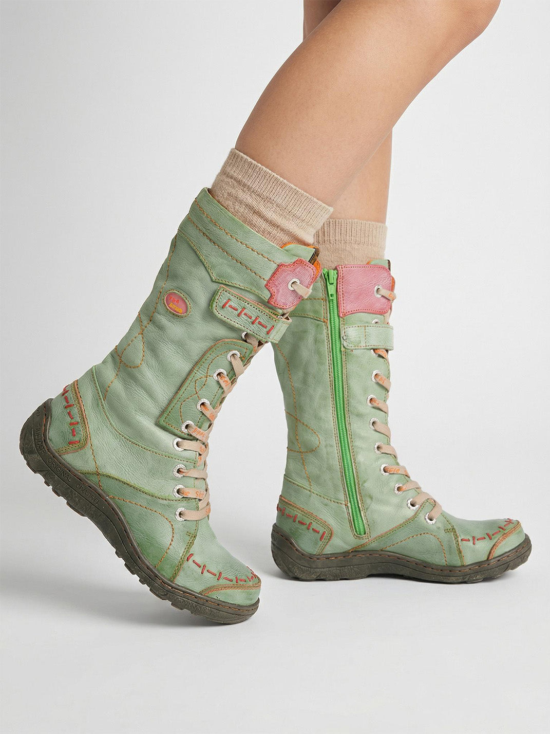 Washed PU Fleece-Lined Y2K Tall Boots - Skipkicks