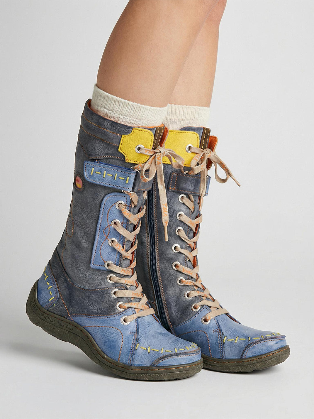Washed PU Fleece-Lined Y2K Tall Boots - Skipkicks