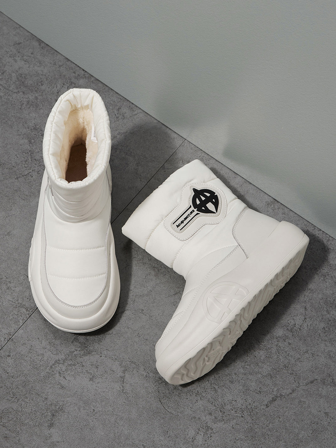 White Padded Mid-Calf Snow Boots - Skipkicks