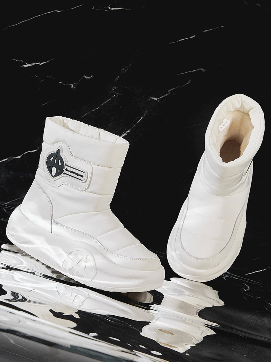 White Padded Mid-Calf Snow Boots - Skipkicks