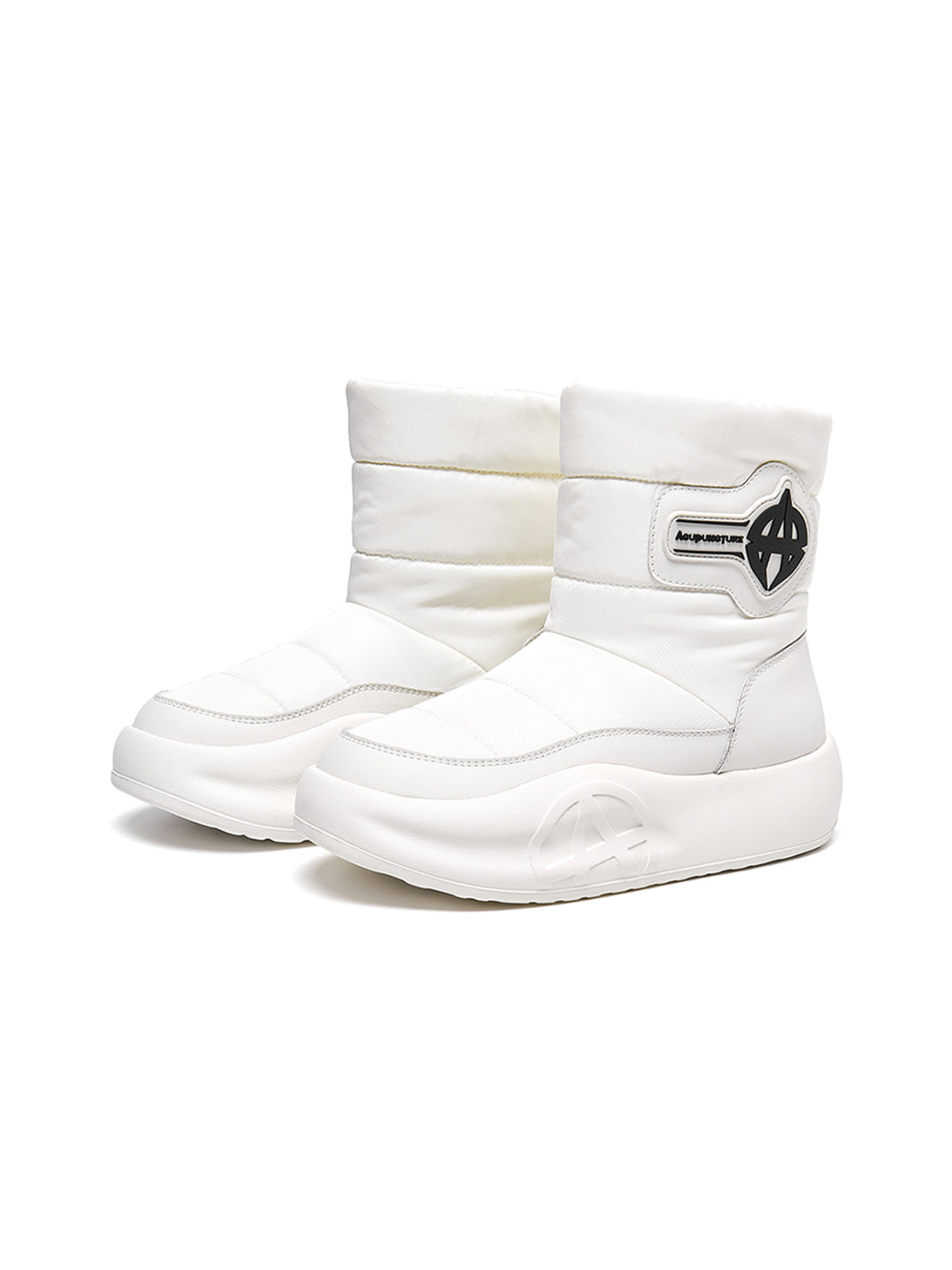 White Padded Mid-Calf Snow Boots - Skipkicks