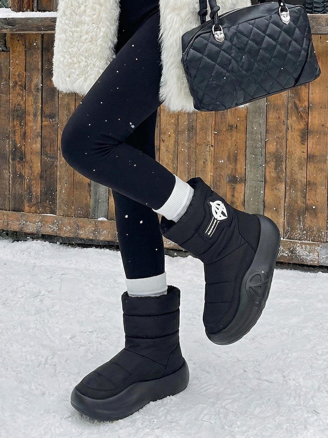 White Padded Mid-Calf Snow Boots - Skipkicks