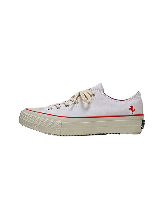 White Racing Stripe Platform Canvas Sneakers