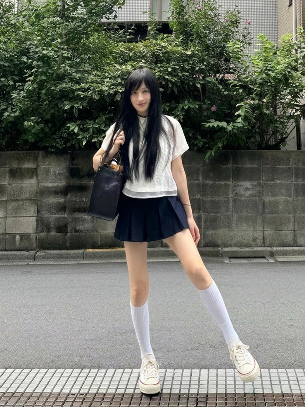 White Racing Stripe Platform Canvas Sneakers