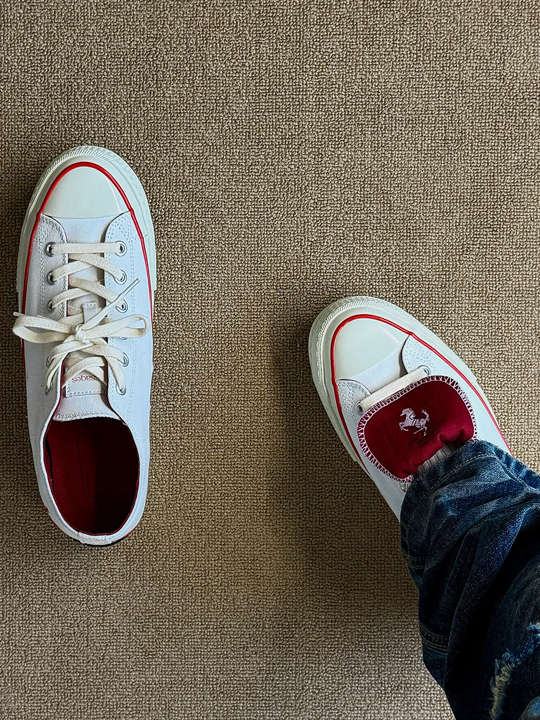 White Racing Stripe Platform Canvas Sneakers