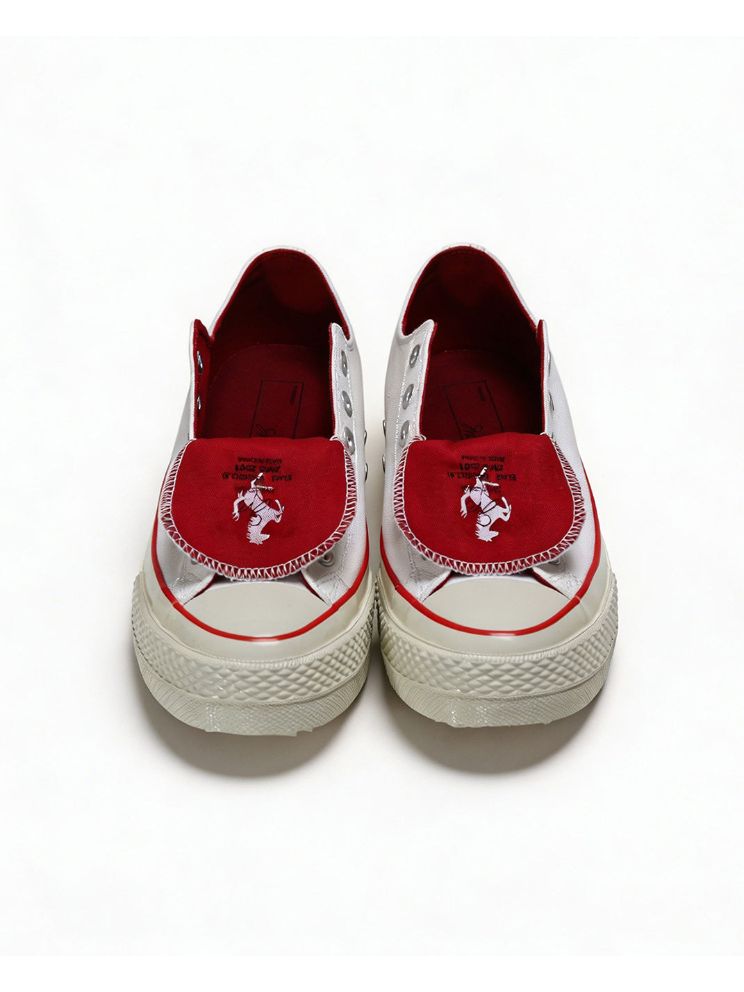 White Racing Stripe Platform Canvas Sneakers