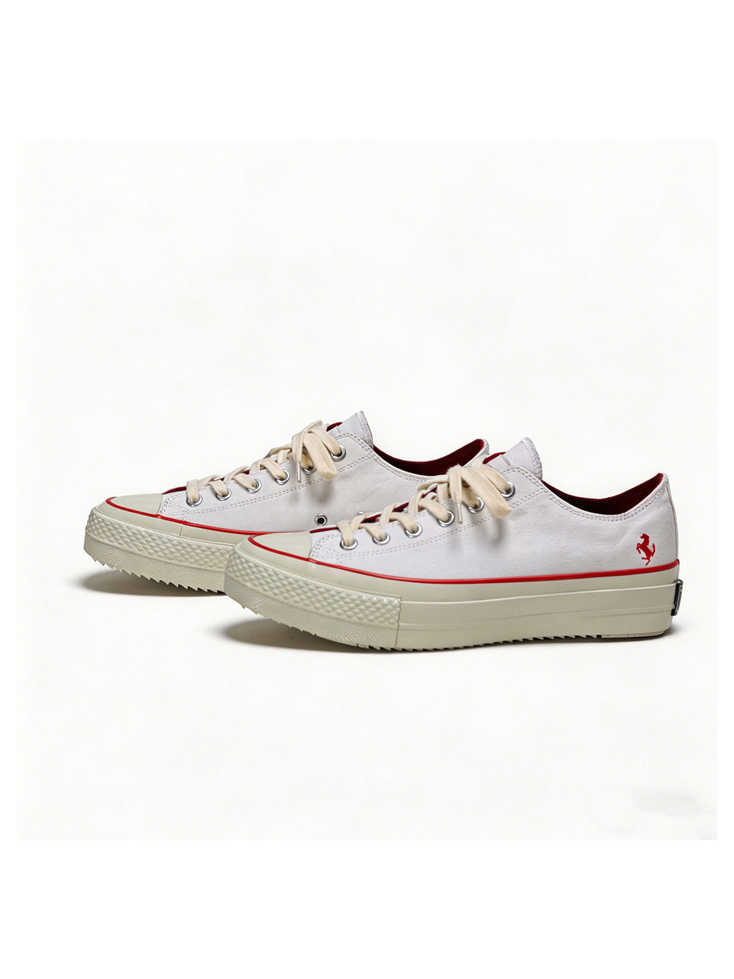 White Racing Stripe Platform Canvas Sneakers
