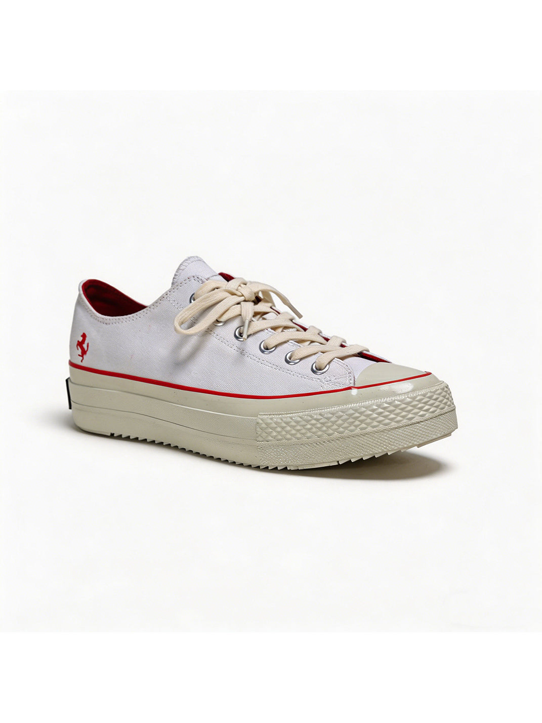 White Racing Stripe Platform Canvas Sneakers