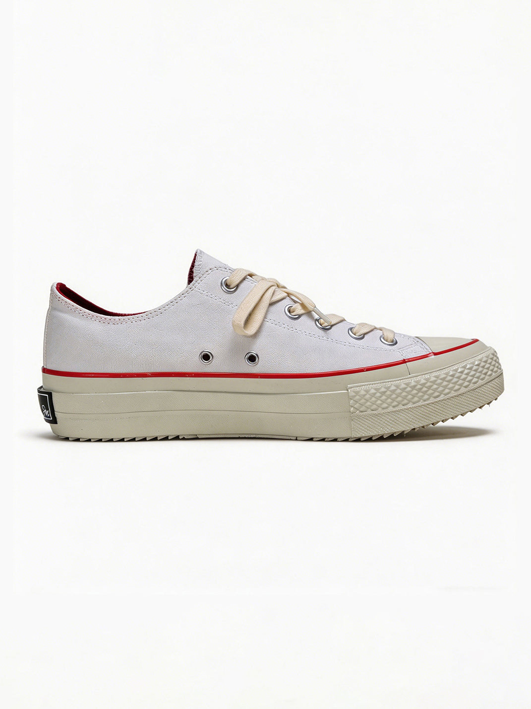 White Racing Stripe Platform Canvas Sneakers