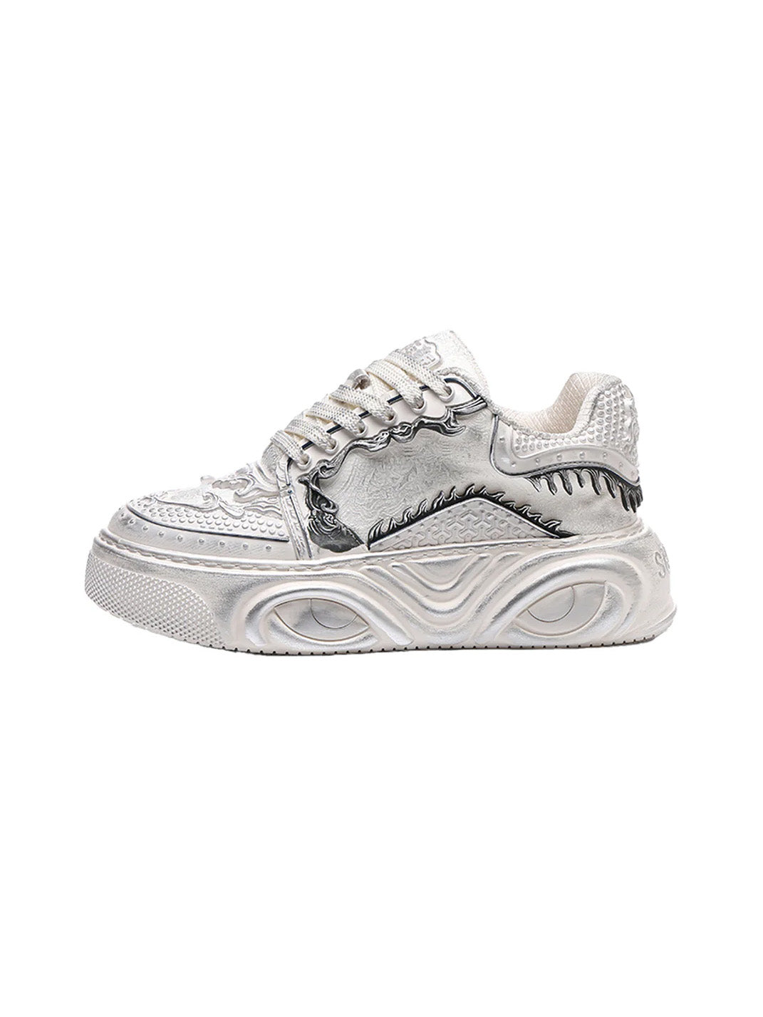 White Wukong Sculpted Platform Sneakers