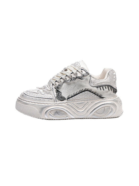 White Wukong Sculpted Platform Sneakers