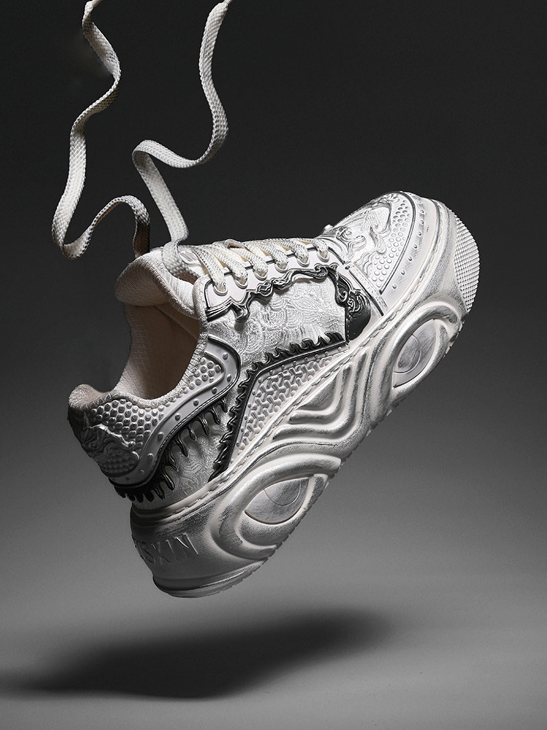 White Wukong Sculpted Platform Sneakers