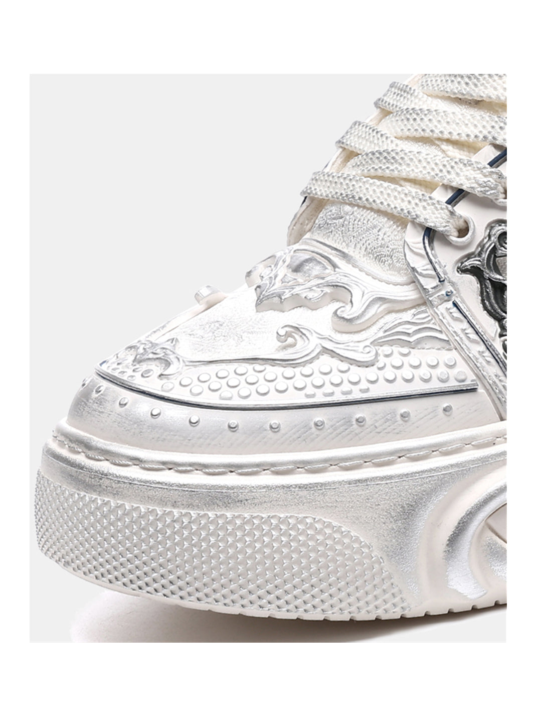 White Wukong Sculpted Platform Sneakers