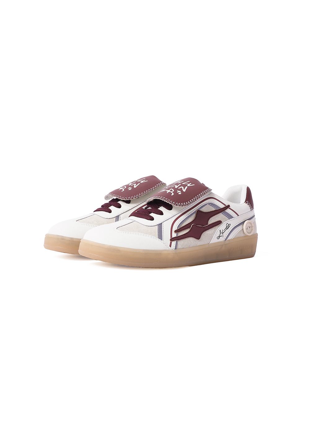 Wine Red Strap Retro Trainer Sneakers - Skipkicks