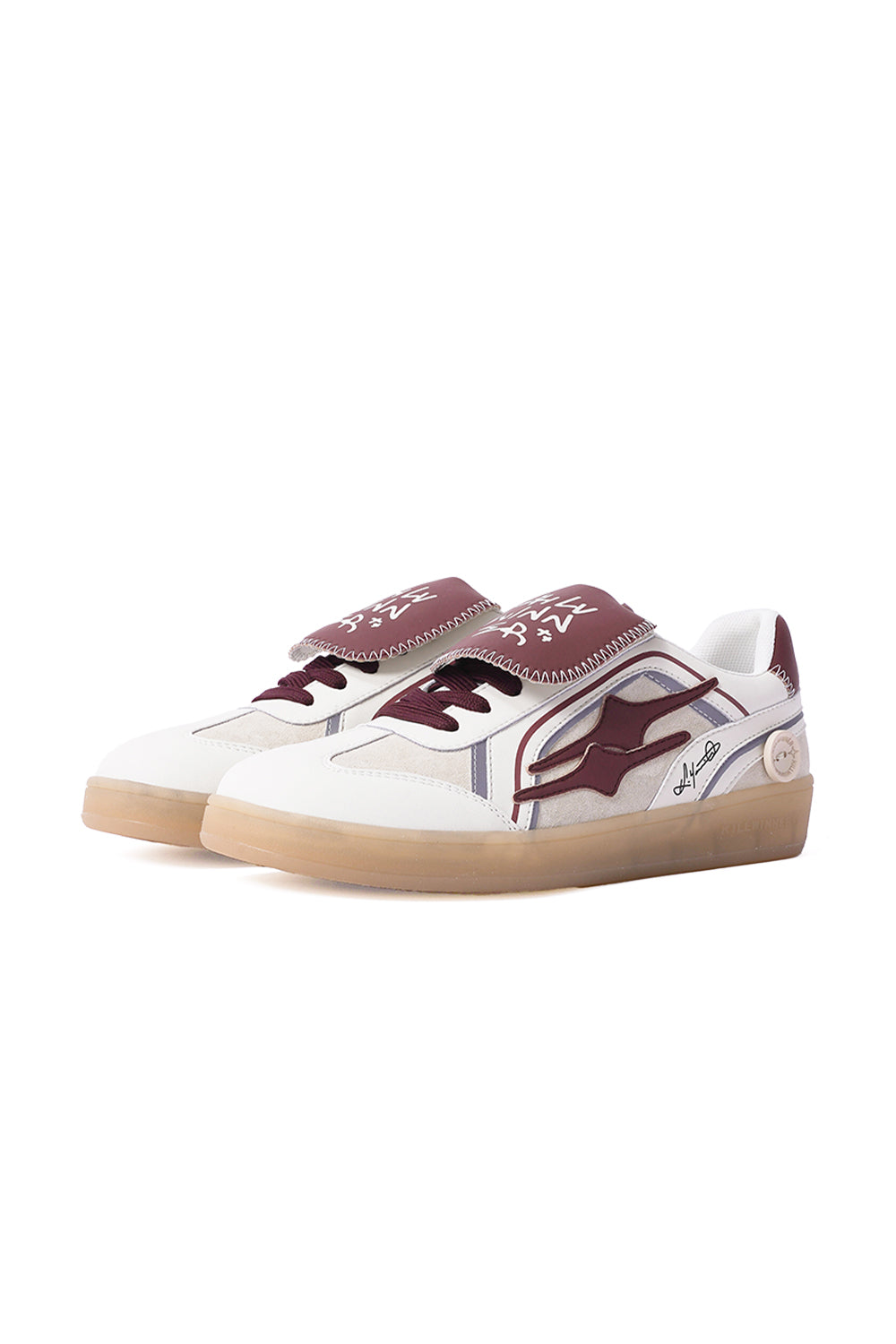 Wine Red Strap Retro Trainer Sneakers - Skipkicks