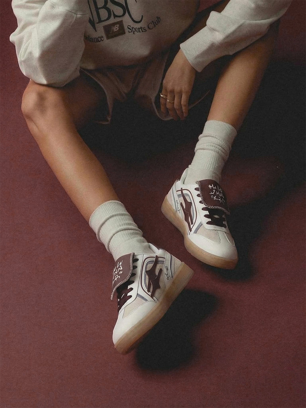 Wine Red Strap Retro Trainer Sneakers - Skipkicks