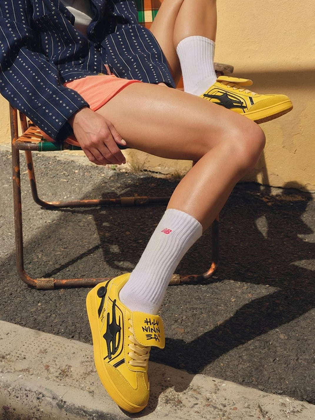 Yellow Graphic Retro Trainer Sneakers - Skipkicks