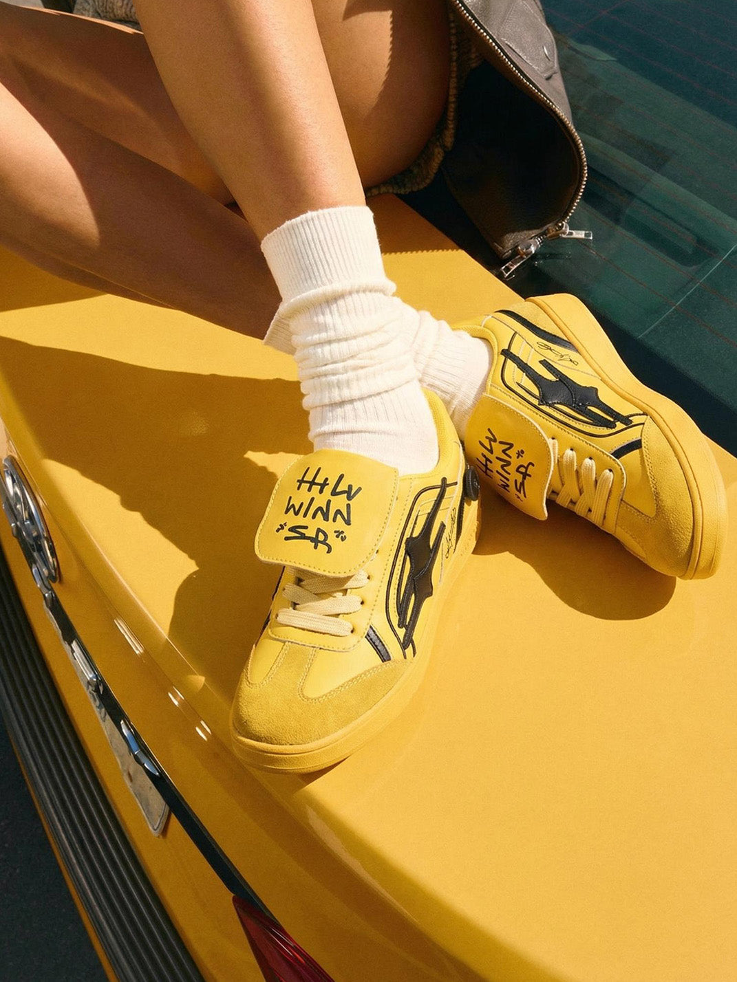 Yellow Graphic Retro Trainer Sneakers - Skipkicks