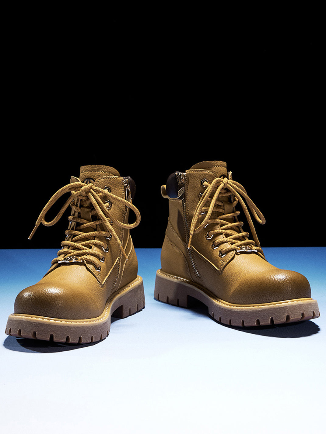 Zip-Front Lug-Sole Ankle Boots - Skipkicks
