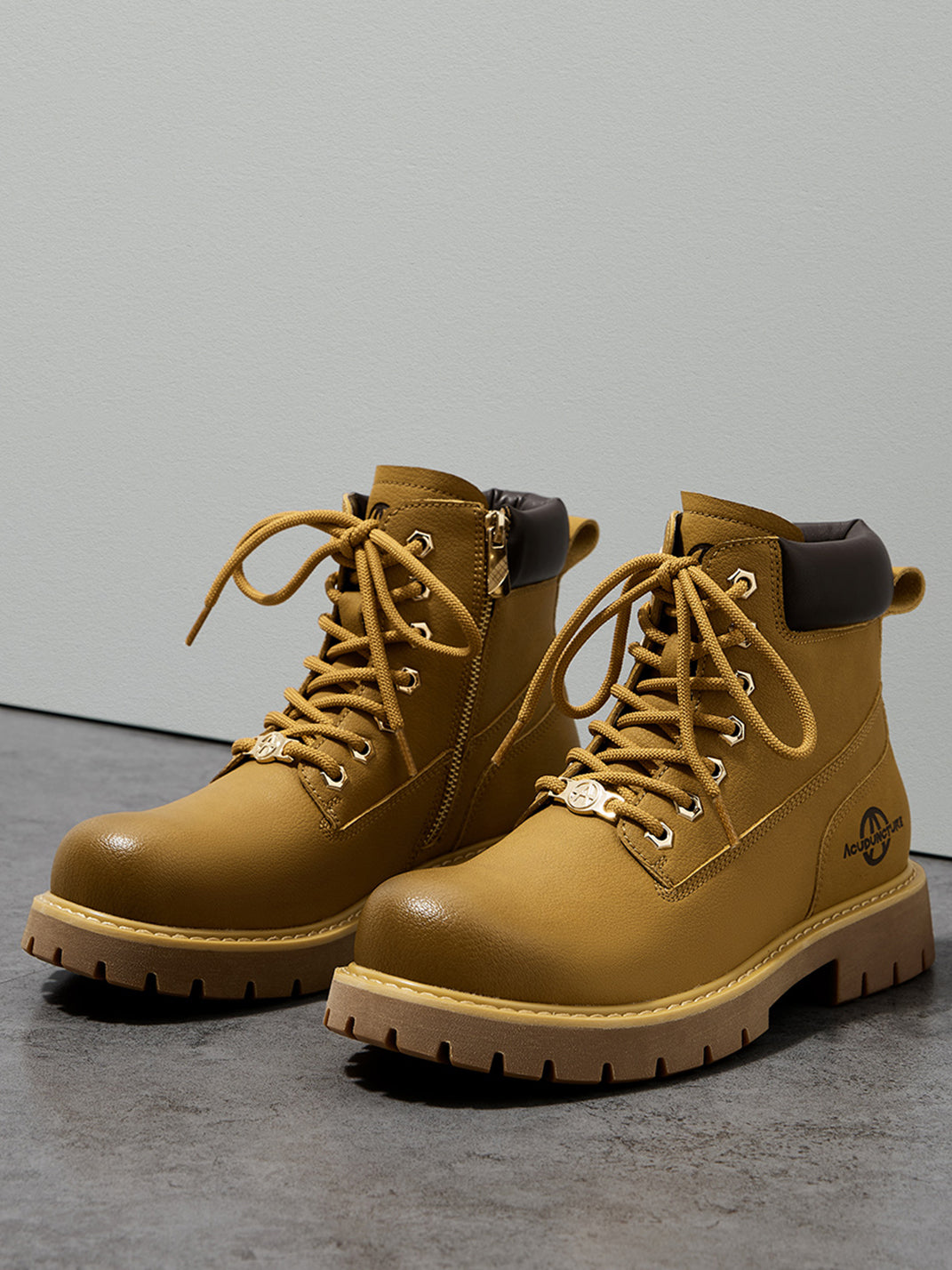 Zip-Front Lug-Sole Ankle Boots - Skipkicks