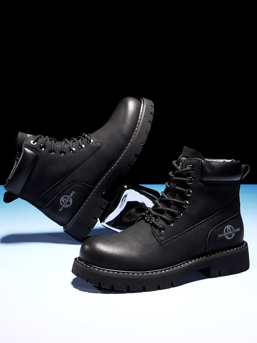 Zip-Front Lug-Sole Ankle Boots - Skipkicks