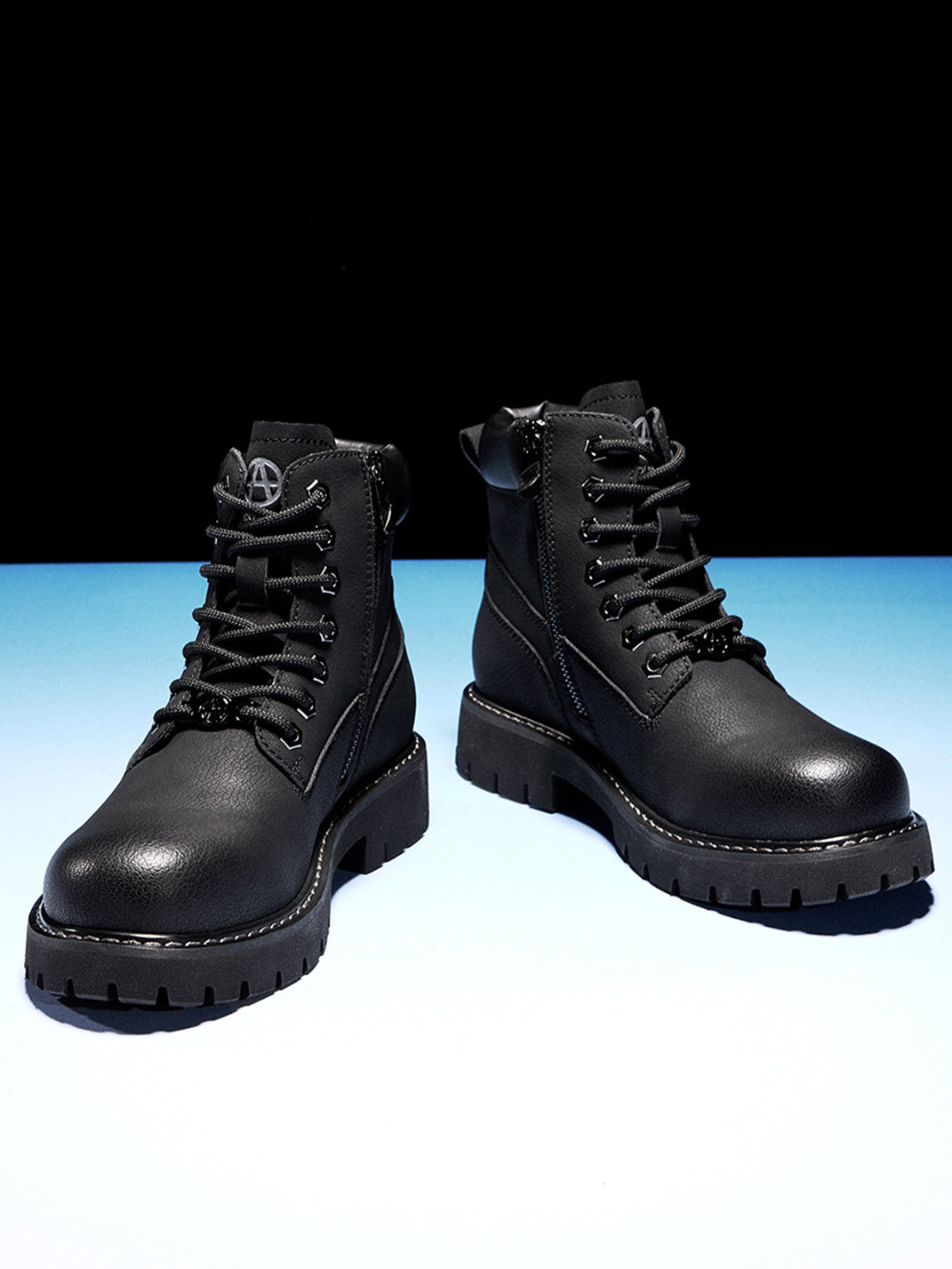 Zip-Front Lug-Sole Ankle Boots - Skipkicks