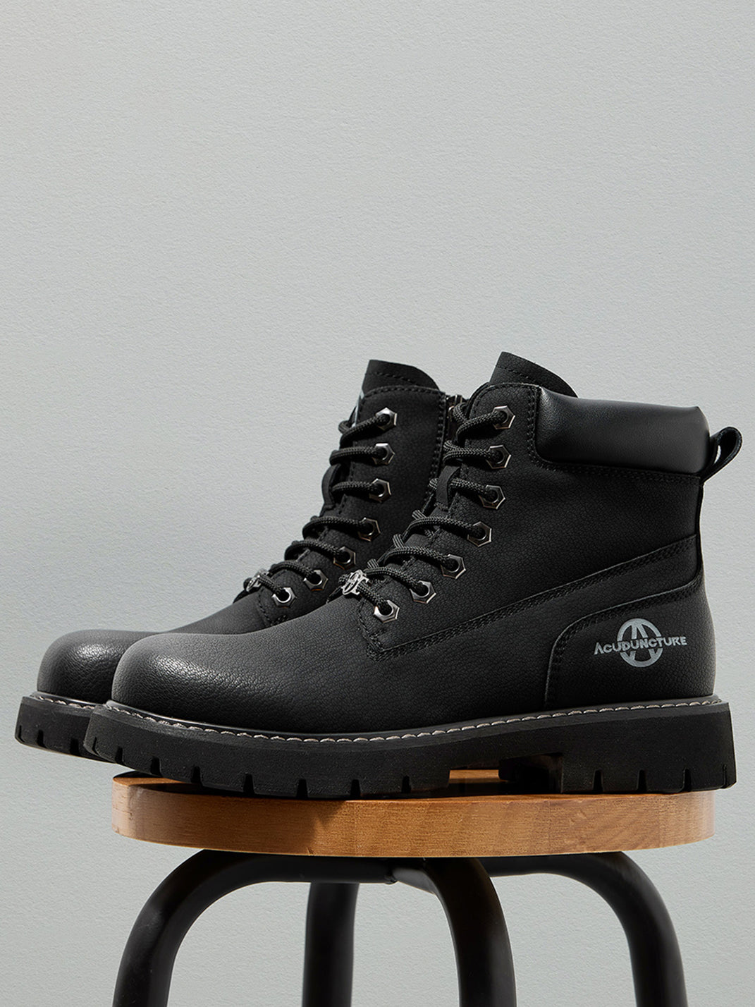 Zip-Front Lug-Sole Ankle Boots - Skipkicks