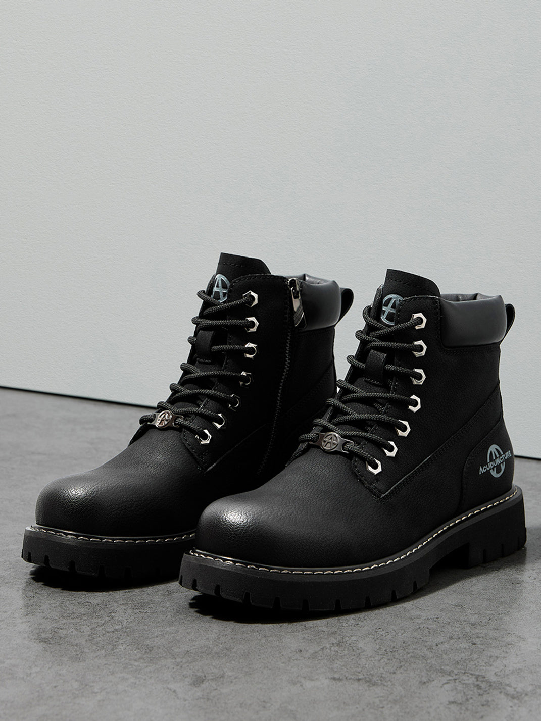 Zip-Front Lug-Sole Ankle Boots - Skipkicks