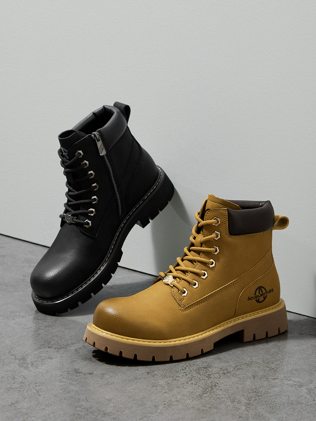 Zip-Front Lug-Sole Ankle Boots - Skipkicks